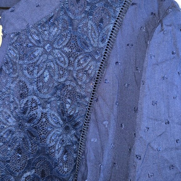 Bloomchic Lace Front, Swissdot, V-Neck Ties, Short Slv, Blouson Top, US 28, NWT - Picture 5 of 9